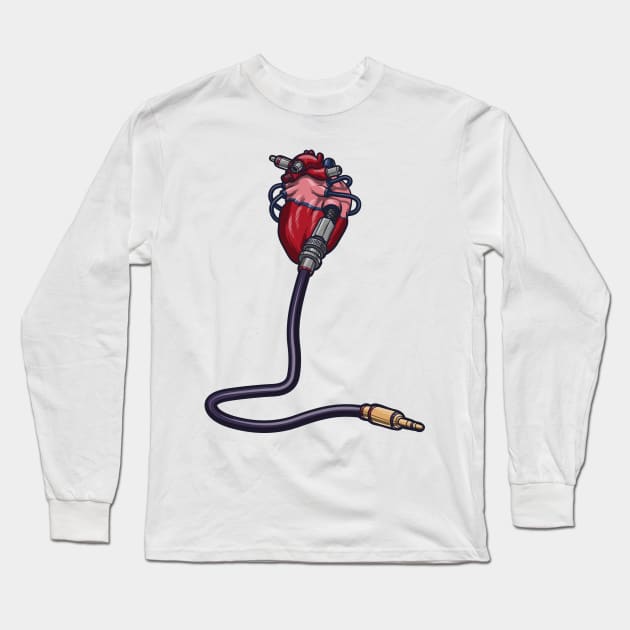 Techno Heart of Man Long Sleeve T-Shirt by MimimaStore